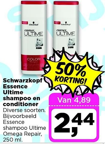 Aanbiedingen Schwarzkopf essence ultime shampoo en conditioner - Schwartzkopf - Geldig van 09/09/2014 tot 15/09/2014 bij Dirx Drogisterijen