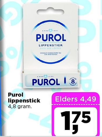 Aanbiedingen Purol lippenstick - Purol - Geldig van 09/09/2014 tot 15/09/2014 bij Dirx Drogisterijen