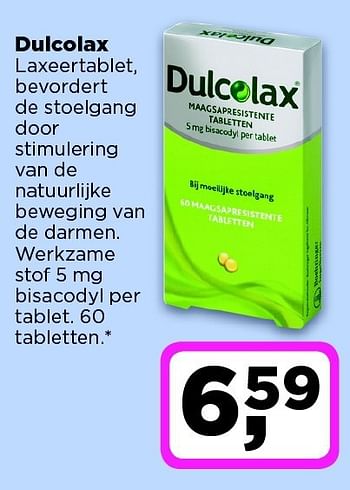 Aanbiedingen Dulcolax laxeertablet, bevordert de stoelgang door stimulering - Dulcolax - Geldig van 09/09/2014 tot 15/09/2014 bij Dirx Drogisterijen