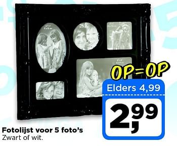 Aanbiedingen Fotolijst voor 5 foto`s zwart of wit - Huismerk - Dirx Drogisterijen - Geldig van 09/09/2014 tot 15/09/2014 bij Dirx Drogisterijen