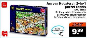 Aanbiedingen Jan van haasteren 2-in-1 puzzel tennis - Jan van haasteren - Geldig van 09/09/2014 tot 21/09/2014 bij Trekpleister