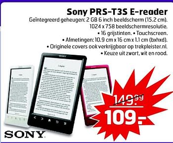 Aanbiedingen Sony prs-t3se-reader - Sony - Geldig van 09/09/2014 tot 21/09/2014 bij Trekpleister
