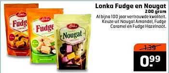 Aanbiedingen Lonka fudge en nougat - Lonka - Geldig van 09/09/2014 tot 21/09/2014 bij Trekpleister