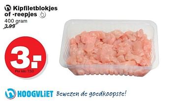 Aanbiedingen Kipfiletblokjes of reepjes - Huismerk - Hoogvliet - Geldig van 10/09/2014 tot 16/09/2014 bij Hoogvliet