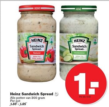 Aanbiedingen Heinz sandwich spread - Heinz - Geldig van 10/09/2014 tot 16/09/2014 bij Hoogvliet