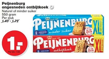 Aanbiedingen Peijnenburg ongesneden ontbijtkoek naturel of minder suiker - Peijnenburg - Geldig van 10/09/2014 tot 16/09/2014 bij Hoogvliet