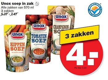 Aanbiedingen Unox soep in zak - Unox - Geldig van 10/09/2014 tot 16/09/2014 bij Hoogvliet