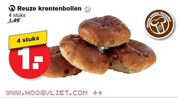 Aanbiedingen Reuze krentenbollen - Huismerk - Hoogvliet - Geldig van 10/09/2014 tot 16/09/2014 bij Hoogvliet
