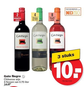 Aanbiedingen Gato negro chileense wijn - Rode wijnen - Geldig van 10/09/2014 tot 16/09/2014 bij Hoogvliet