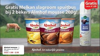 Aanbiedingen Almhof mousse - Almhof - Geldig van 10/09/2014 tot 16/09/2014 bij Hoogvliet
