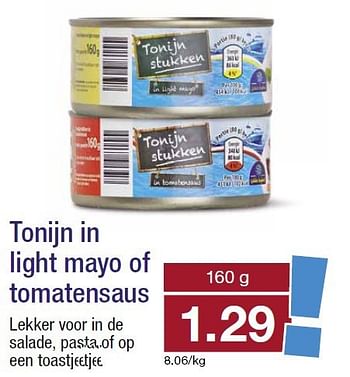 Aanbiedingen Tonijn in light mayo of tomatensaus - Huismerk - Aldi - Geldig van 10/09/2014 tot 16/09/2014 bij Aldi