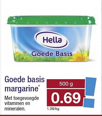 Aanbiedingen Goede basis margarine* met toegevoegde vitaminen en mineralen - Hella - Geldig van 10/09/2014 tot 16/09/2014 bij Aldi