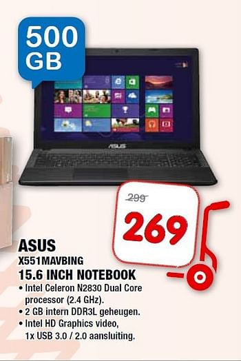 Aanbiedingen Asus x551mavbing 15.6 inch notebook - Asus - Geldig van 10/09/2014 tot 21/09/2014 bij Maxwell