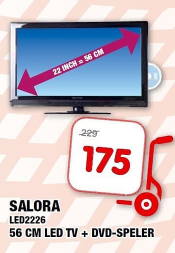 Aanbiedingen Salora led2226 56 cm led tv + dvd-speler - Salora - Geldig van 10/09/2014 tot 21/09/2014 bij Maxwell
