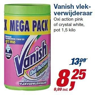 Aanbiedingen Vanish vlek verwijde raar oxi action pink of crystal white - Vanish - Geldig van 10/09/2014 tot 23/09/2014 bij Makro