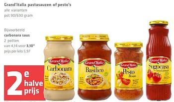 Aanbiedingen Grand`italia pastasauzen of pesto`s - grand’italia - Geldig van 11/09/2014 tot 17/09/2014 bij Spar