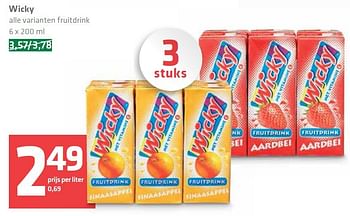 Aanbiedingen Wicky alle varianten fruitdrink - Wicky - Geldig van 11/09/2014 tot 17/09/2014 bij Spar