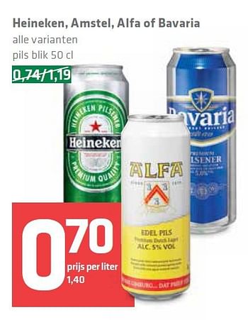 Aanbiedingen Heineken, amstel, alfa of bavaria - Heineken - Geldig van 11/09/2014 tot 17/09/2014 bij Spar