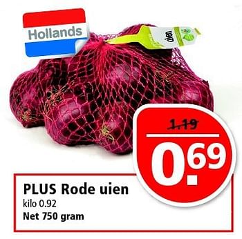 Aanbiedingen Plus rode uien - Huismerk - Plus - Geldig van 14/09/2014 tot 20/09/2014 bij Plus