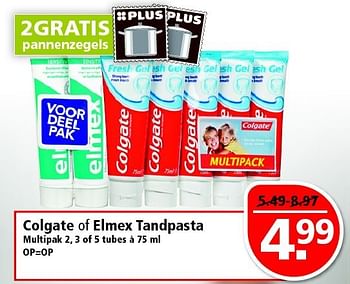 Aanbiedingen Colgate of elmex tandpasta - Colgate - Geldig van 14/09/2014 tot 20/09/2014 bij Plus