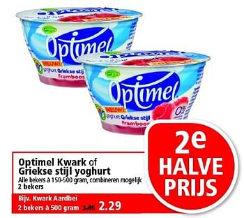 Aanbiedingen Optimel kwark of griekse stijl yoghurt - Optimel - Geldig van 14/09/2014 tot 20/09/2014 bij Plus
