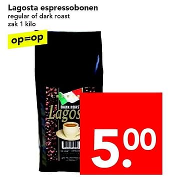 Aanbiedingen Lagosta espressobonen - Lagosta - Geldig van 14/09/2014 tot 20/09/2014 bij Deen Supermarkten