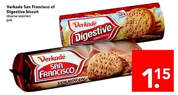 Aanbiedingen Verkade san francisco of digestive biscuit - Verkade - Geldig van 14/09/2014 tot 20/09/2014 bij Deen Supermarkten