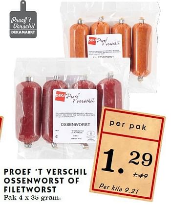 Aanbiedingen Proef `t verschil ossenworst of filetworst - Huismerk - Deka Markt - Geldig van 14/09/2014 tot 20/09/2014 bij Deka Markt