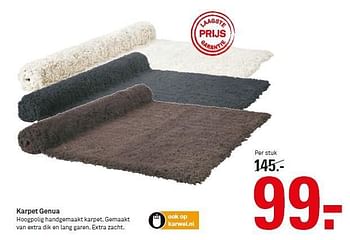 Aanbiedingen Karpet genua hoogpolig handgemaakt karpet - Huismerk Karwei - Geldig van 14/09/2014 tot 20/09/2014 bij Karwei