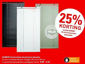 Aanbiedingen Karwei horizontale aluminium jaloezie - Huismerk Karwei - Geldig van 14/09/2014 tot 20/09/2014 bij Karwei
