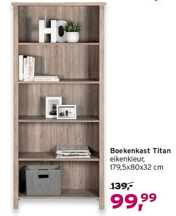 Aanbiedingen Boekenkast titan eikenkleur - Huismerk - Leen Bakker - Geldig van 14/09/2014 tot 24/09/2014 bij Leen Bakker