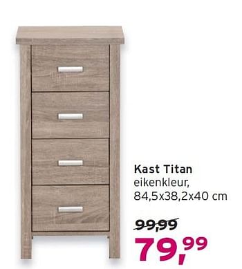Aanbiedingen Kast titan eikenkleur - Huismerk - Leen Bakker - Geldig van 14/09/2014 tot 24/09/2014 bij Leen Bakker