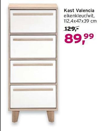 Aanbiedingen Kast valencia eikenkleur-wit - Huismerk - Leen Bakker - Geldig van 14/09/2014 tot 24/09/2014 bij Leen Bakker