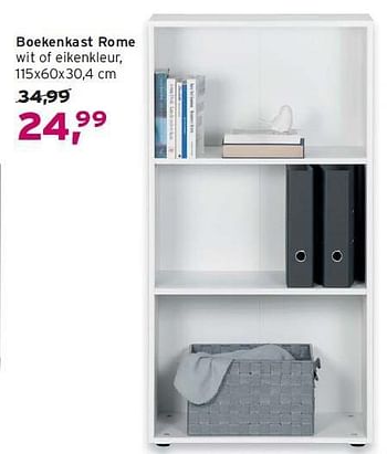Aanbiedingen Boekenkast rome wit of eikenkleur - Huismerk - Leen Bakker - Geldig van 14/09/2014 tot 24/09/2014 bij Leen Bakker