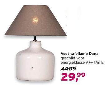 Aanbiedingen Voet tafellamp dana geschikt voor energieklasse a++ t-m e - Huismerk - Leen Bakker - Geldig van 14/09/2014 tot 24/09/2014 bij Leen Bakker