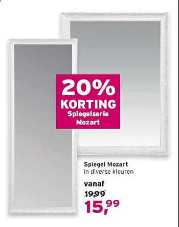 Aanbiedingen Spiegel mozart in diverse kleuren - Huismerk - Leen Bakker - Geldig van 14/09/2014 tot 24/09/2014 bij Leen Bakker