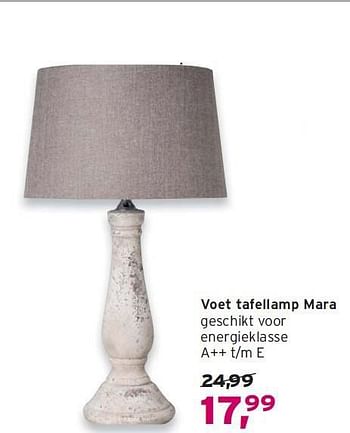 Aanbiedingen Voet tafellamp mara geschikt voor energieklasse - Huismerk - Leen Bakker - Geldig van 14/09/2014 tot 24/09/2014 bij Leen Bakker