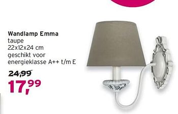 Aanbiedingen Wandlamp emma taupe - Huismerk - Leen Bakker - Geldig van 14/09/2014 tot 24/09/2014 bij Leen Bakker