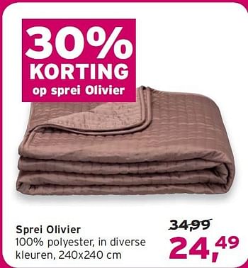 Aanbiedingen Sprei olivier - Huismerk - Leen Bakker - Geldig van 14/09/2014 tot 24/09/2014 bij Leen Bakker