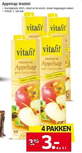 Aanbiedingen Appelsap troebel - Vitafit - Geldig van 15/09/2014 tot 21/09/2014 bij Lidl