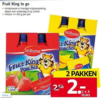Aanbiedingen Fruit king to go - Milbona - Geldig van 15/09/2014 tot 21/09/2014 bij Lidl