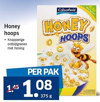 Aanbiedingen Honey hoops - Crownfield - Geldig van 15/09/2014 tot 21/09/2014 bij Lidl