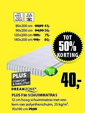 Aanbiedingen Plus f30 schuimmatras - DreamZone - Geldig van 15/09/2014 tot 21/09/2014 bij Jysk