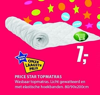 Aanbiedingen Price star topmatras wasbaar topmatras - Price Star - Geldig van 15/09/2014 tot 21/09/2014 bij Jysk