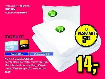 Aanbiedingen Kunna vezeldekbed zachte 100% polyester microvezel tijk - Mascot - Geldig van 15/09/2014 tot 21/09/2014 bij Jysk