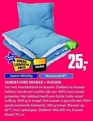 Aanbiedingen Sandefjord dekbed + kussen - Price Star - Geldig van 15/09/2014 tot 21/09/2014 bij Jysk