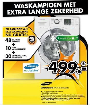 Aanbiedingen Samsung wasmachine wf705p4sawqen - Samsung - Geldig van 15/09/2014 tot 21/09/2014 bij Expert