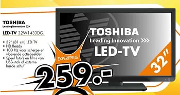 Aanbiedingen Toshiba led-tv 32w1433dg - Toshiba - Geldig van 15/09/2014 tot 21/09/2014 bij Expert