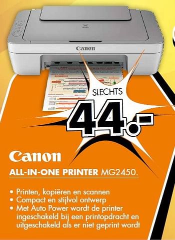 Aanbiedingen Canon all-in-one printer mg2450 - Canon - Geldig van 15/09/2014 tot 21/09/2014 bij Expert