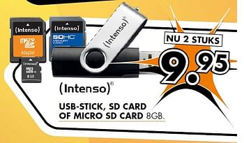Aanbiedingen Intenso usb-stick, sd card of micro sd card 8gb - Intenso - Geldig van 15/09/2014 tot 21/09/2014 bij Expert